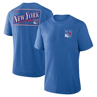 Men's Fanatics Heather Blue New York Rangers Fan Lanes Tri-Blend T-Shirt