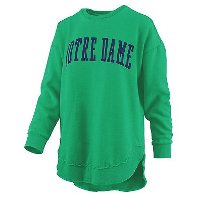 Women's Pressbox Green Notre Dame Fighting Irish Melange Poncho Vintage Fleece Long Sleeve Pullover Sweatshirt