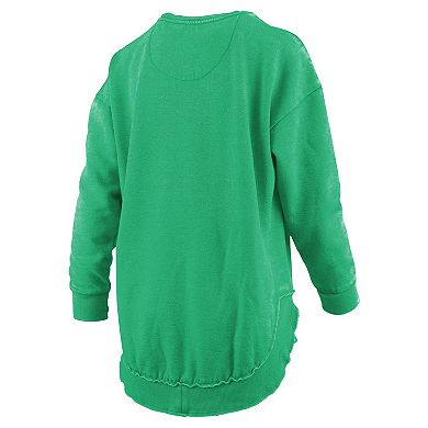 Women's Pressbox Green Notre Dame Fighting Irish Melange Poncho Vintage Fleece Long Sleeve Pullover Sweatshirt