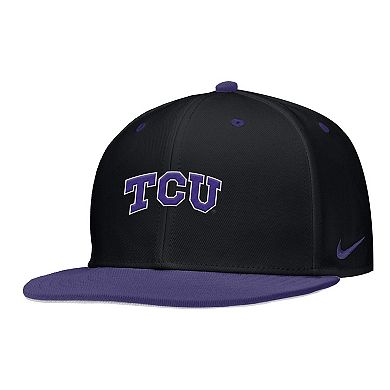 Men's Nike Black TCU Horned Frogs On-Field Baseball Performance Fitted Hat