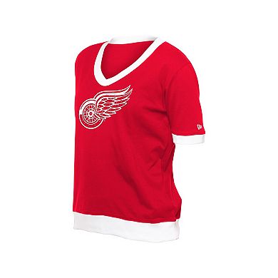 Women's New Era Red Detroit Red Wings Game Day Rhinestuds T-Shirt