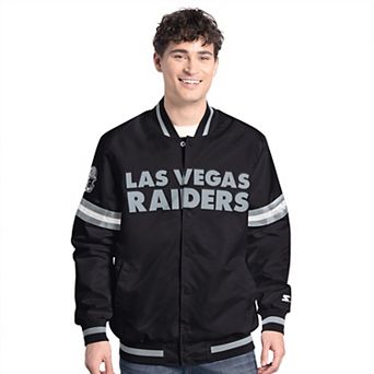 Men's Starter Black Las Vegas Raiders Scout Full-Snap Varsity Jacket