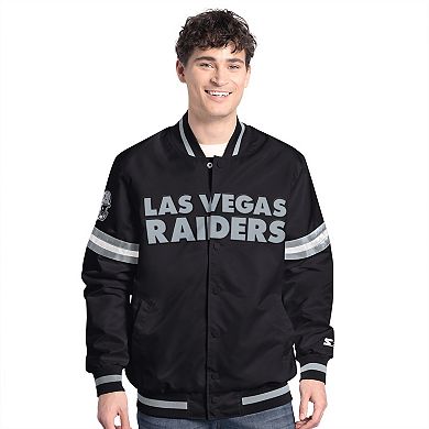 Men's Starter Black Las Vegas Raiders Scout Full-Snap Varsity Jacket