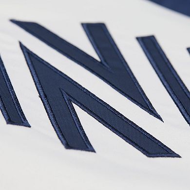 Men's Mitchell & Ness White/Navy Nashville SC 2025 Jersey Hook Lightweight Satin Raglan Full-Snap Jacket