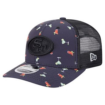 Men's New Era Navy/Black San Francisco 49ers Adventure Drinks Pattern 9SEVENTY Stretch-Snap Hat
