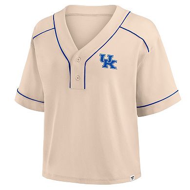 Women's Fanatics Tan Kentucky Wildcats Oversized Dominant Force Midi V-Neck T-Shirt