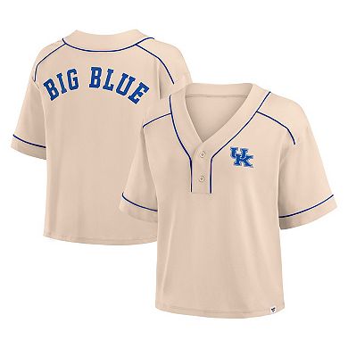 Women's Fanatics Tan Kentucky Wildcats Oversized Dominant Force Midi V-Neck T-Shirt