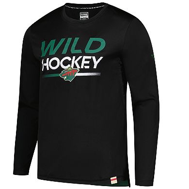 Men's Fanatics Black Minnesota Wild Authentic Pro Tech Long Sleeve T-Shirt