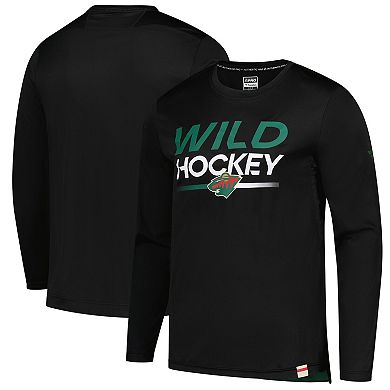 Men's Fanatics Black Minnesota Wild Authentic Pro Tech Long Sleeve T-Shirt