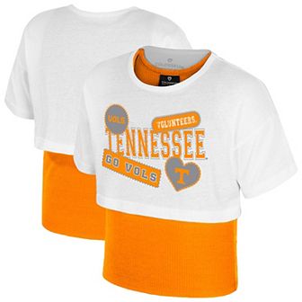 Girl's Youth Colosseum White Tennessee Volunteers Gale Cropped 2Fer Top