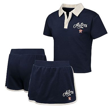 Girls Youth Navy Houston Astros Base Trainer Johnny Polo and Skort Set