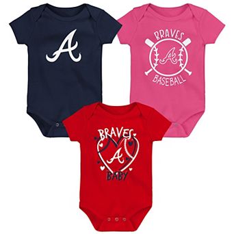 Infant Atlanta Braves Slide Home Three-Pack Bodysuit Set