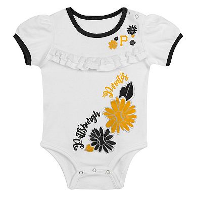 Infant White Pittsburgh Pirates Sweet Catcher 3-Piece Headband Skirt Set
