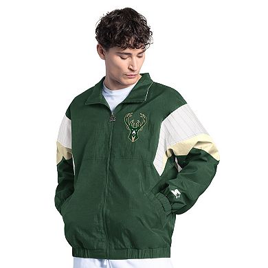 Men's Starter Hunter Green Milwaukee Bucks Yard Line Full-Zip Jacket
