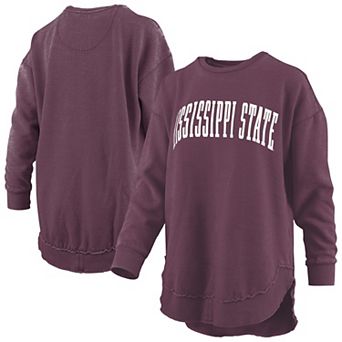 Women's Pressbox Maroon Mississippi State Bulldogs Melange Poncho Vintage Fleece Long Sleeve Pullover Sweatshirt
