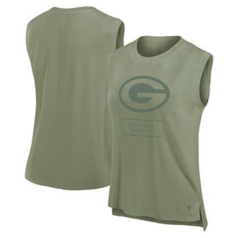 Women's Fanatics Olive Green Bay Packers Studio Embrace Tank Top