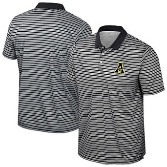 Men's Colosseum Black Appalachian State Mountaineers Striped Polo