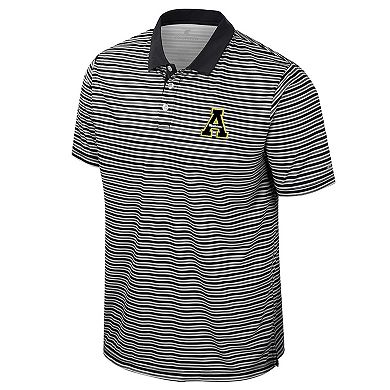 Men's Colosseum Black Appalachian State Mountaineers Striped Polo
