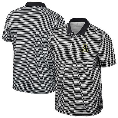 Men's Colosseum Black Appalachian State Mountaineers Striped Polo