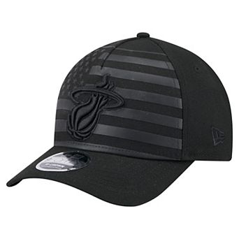 Men's New Era Black Miami Heat Game Day Flag A-Frame 9FORTY Adjustable Hat