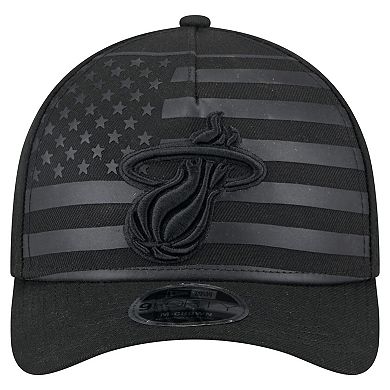 Men's New Era Black Miami Heat Game Day Flag A-Frame 9FORTY Adjustable Hat