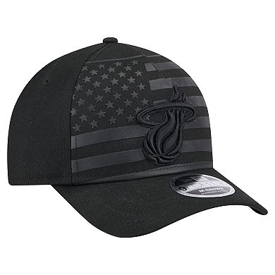 Men's New Era Black Miami Heat Game Day Flag A-Frame 9FORTY Adjustable Hat