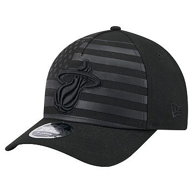 Men's New Era Black Miami Heat Game Day Flag A-Frame 9FORTY Adjustable Hat