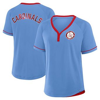 Women's Fanatics Light Blue St. Louis Cardinals Cooperstown Collection League Diva V-Neck T-Shirt