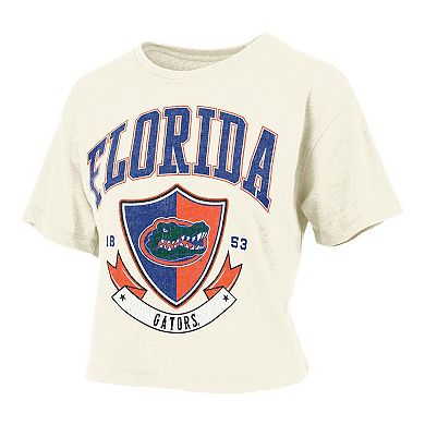 Women's Pressbox Cream Florida Gators Buckler Vintage Cropped T-Shirt