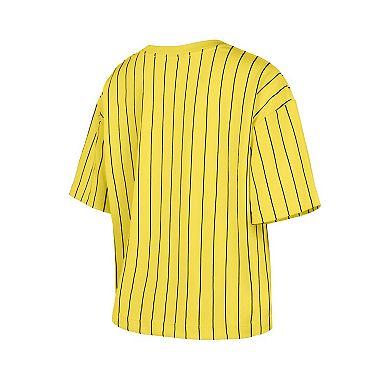 Women's New Era Gold Pittsburgh Pirates City Connect Multiplier Pinstripe Cropped T-Shirt
