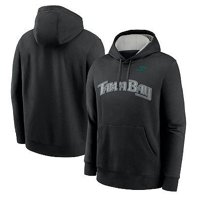 Men's Nike Black Tampa Bay Rays Rewind Club Logo Pullover Hoodie