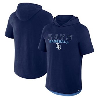Men's Fanatics Navy Tampa Bay Rays Clubhouse Optimal Play Raglan Short Sleeve Pullover Hoodie