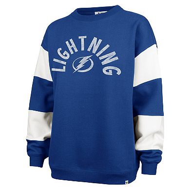 Women's '47 Blue Tampa Bay Lightning Eephus Barred Pullover Sweatshirt