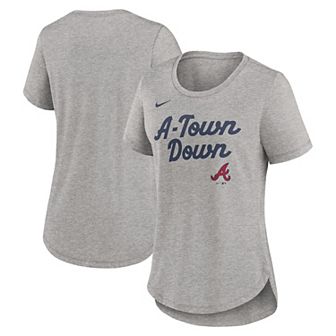 Women's Nike Heather Gray Atlanta Braves Script Tri-Blend T-Shirt