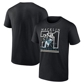 Men's Fanatics Macklin Celebrini Black San Jose Sharks Authentic Stack Name & Number T-Shirt