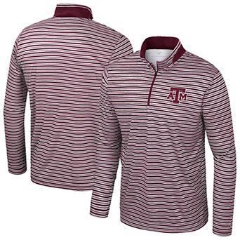 Men's Colosseum Maroon Texas A&M Aggies Striped Quarter-Zip Top