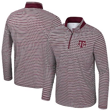 Men's Colosseum Maroon Texas A&M Aggies Striped Quarter-Zip Top
