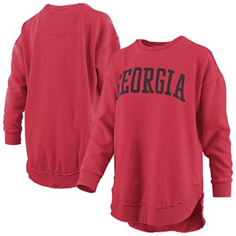 Women's Pressbox Red Georgia Bulldogs Melange Poncho Vintage Fleece Long Sleeve Pullover Sweatshirt