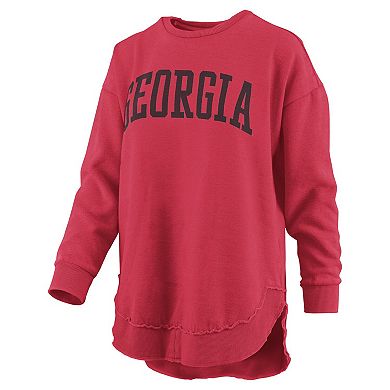 Women's Pressbox Red Georgia Bulldogs Melange Poncho Vintage Fleece Long Sleeve Pullover Sweatshirt