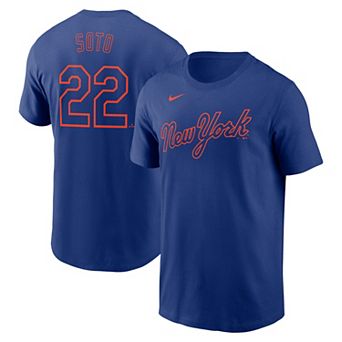 Men's Nike Juan Soto Royal New York Mets Fuse Name & Number T-Shirt