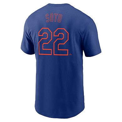 Men's Nike Juan Soto Royal New York Mets Fuse Name & Number T-Shirt