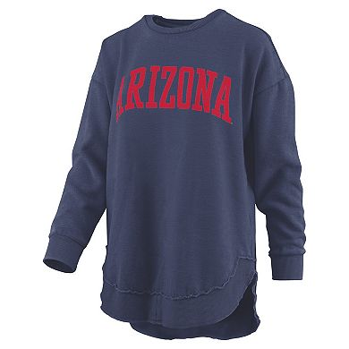 Women's Pressbox Navy Arizona Wildcats Melange Poncho Vintage Fleece Long Sleeve Pullover Sweatshirt