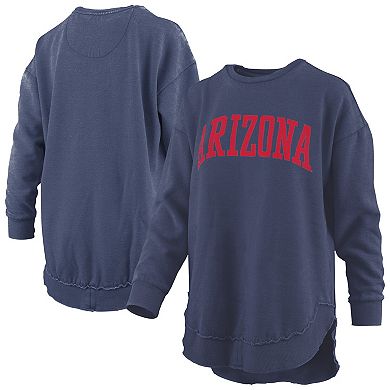 Women's Pressbox Navy Arizona Wildcats Melange Poncho Vintage Fleece Long Sleeve Pullover Sweatshirt