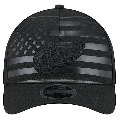 Men's New Era Black Detroit Red Wings Game Day Stealth Flag 9FORTY A-Frame Adjustable Hat