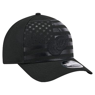 Men's New Era Black Detroit Red Wings Game Day Stealth Flag 9FORTY A-Frame Adjustable Hat