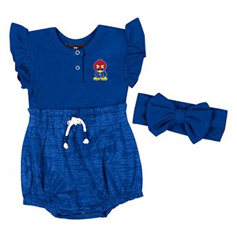 Girls Newborn & Infant Colosseum Royal Kansas Jayhawks Two-Piece Bodysuit and Headband Set