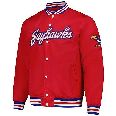 Unisex Charlie Hustle Red Kansas Jayhawks Script Full-Snap Varsity Jacket