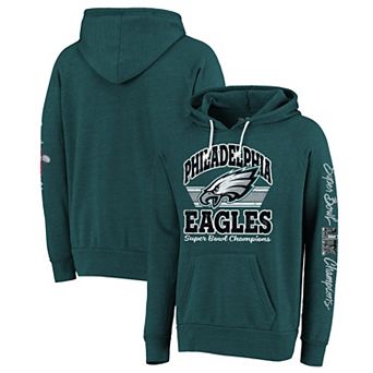 Men's Majestic Threads Midnight Green Philadelphia Eagles Super Bowl LIX Champions Sonder Tri-Blend Pullover Hoodie