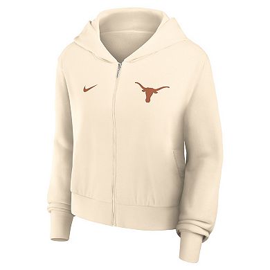 Women's Nike Cream Texas Longhorns Chill Midi Full-Zip Hoodie