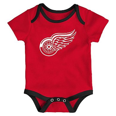 Newborn Detroit Red Wings Loyal Buddies Three-Pack Bodysuit Set